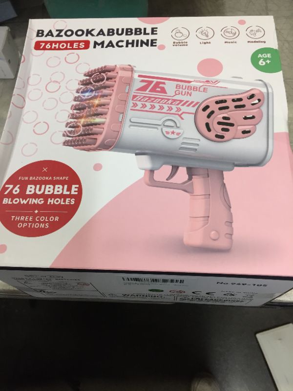 Photo 1 of Yodee Bubble Machine Gun,Bubble Bazooka Machine 76 Holes Bubble Blower with Color Light Rocket Bubble Launcher, Bubble Maker for Kids Adults Birthday Party Wedding Social Outing (Blue)