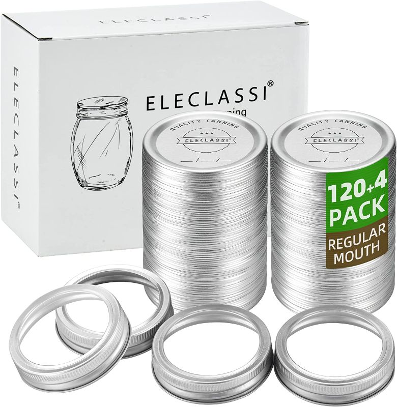 Photo 1 of 120-Count Regular Mouth Canning Lids with 4 Bands Compatible with Ball, Kerr Mason Jar – Split-type Metal Mason Jar Lids Regular Mouth - Airtight and Leakproof Canning Lid - Canning Jar Lids Supplies
