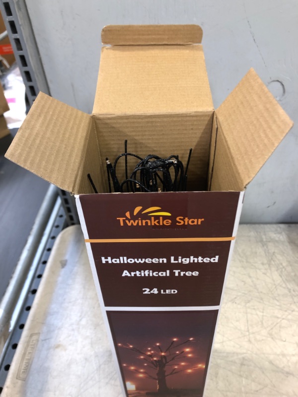 Photo 1 of Twinkle Star 24 LED Lighted Halloween Tree, Battery Operated Birch Tree with 24 DIY Pumpkins , Indoor Home Table Desktop Best Halloween Decorations Gift Package
