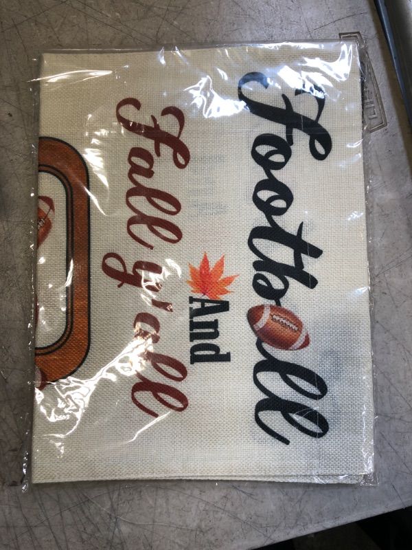 Photo 2 of 2 Pcs Football Fall Garden Flags 12x18 Double Sided, Burlap Football Farm Truck And Maple Leaves Buffalo Pla