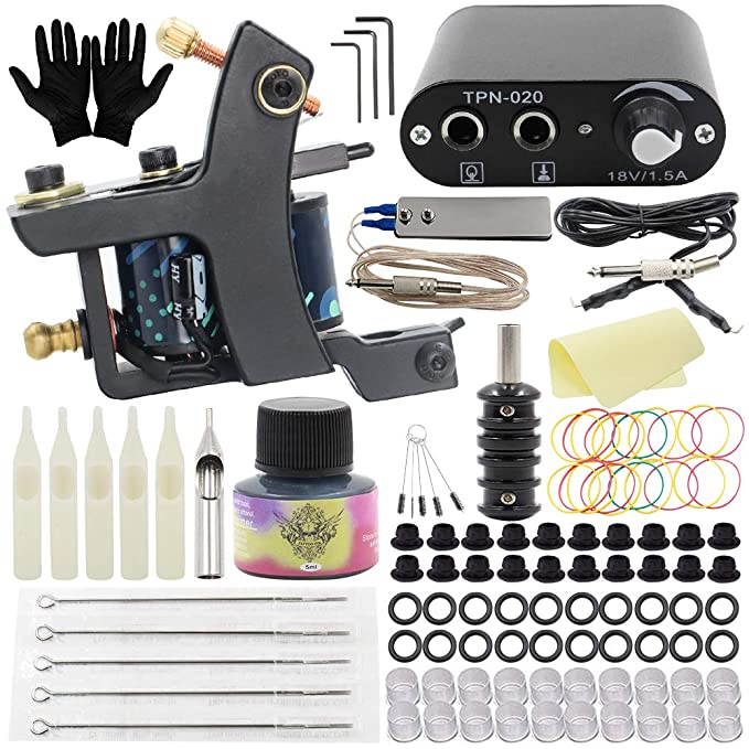 Photo 1 of Autdor Tattoo Kit - 108Pcs Complete Tattoo Machine Kit Including Coils Tattoo Machine Gun Tattoo Ink Tattoo Needles Tattoo Tips Grips Power Supply Tattoo Accessories for Beginners Tattoo Supplies
