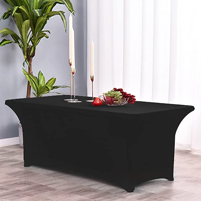 Photo 1 of AHHFSMEI Stretch Spandex Tablecloth for 6FT Standard Folding Tables Universal Fitted Washable Table Cover Protector for Party, Banquet, Wedding and Events
