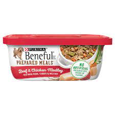 Photo 1 of (8 Pack) Purina Beneful High Protein, Wet Dog Food With Gravy, Prepared Meals Beef & Chicken Medley, 10 oz. Tubs exp 12/2022
 