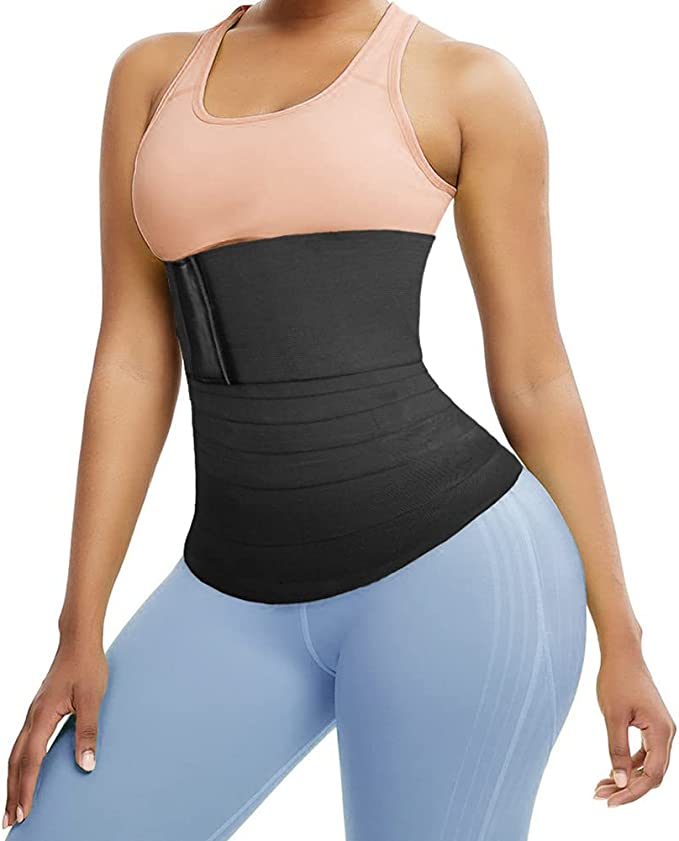 Photo 1 of 6m 13cm Wide Waist Trainer for Women with Loop Plus Size - Long Snatch Me Up Bandage Wrap Waist Trainer for Women Lower Belly Fat Waist Wraps for Stomach Black
