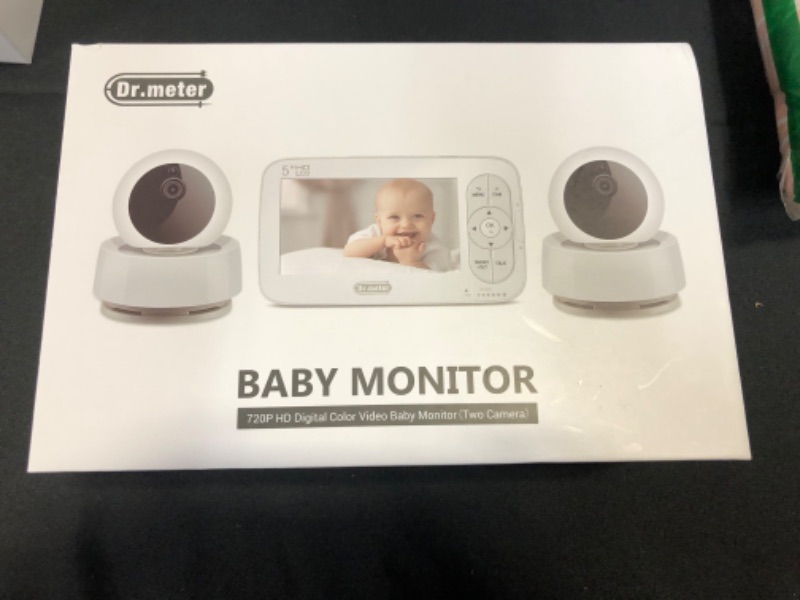 Photo 2 of Baby Monitor with 2 Cameras, 5'' Large Display Video Baby Monitor with Camera and Audio, 720p HD, Remote Pan-Tilt-Zoom, Night Vision, Room Temperature, Two-Way Talk, 1000ft Range, Lullabies, No Wifi
