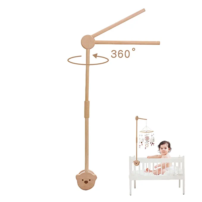 Photo 1 of Baby Crib Mobile Arm - Wooden Baby Mobile Crib Holder for Mobile Hanging Baby Crib Attachment for Nursery Decor (Bear Crib arm)
