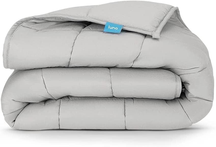 Photo 1 of [Cotton Cooling Weighted Blankets] by Luna - Premium Quality - Breathable All Seasons Weighted Blankets - [Featured on The Today Show] - 100% Oeko-Tex [15lbs - Queen - 60" x 80"] [Light Grey]
