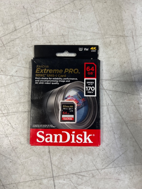 Photo 2 of SanDisk 64GB Extreme PRO SDXC UHS-I Card - C10, U3, V30, 4K UHD, SD Card - SDSDXXY-064G-GN4IN