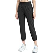 Photo 1 of Kuenlun Top Women's Hiking Joggers Pants Lightweight Quick Dry Athletic Casual Seamed Crop Pants with Pockets Black Sz S