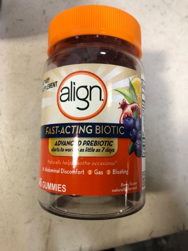Photo 2 of Align Advanced Prebiotic Supplement, Fast-Acting Biotic Gummies, Advanced Prebiotic for Women and Men, Works in As Little As 7 Days*, 46 Gummies