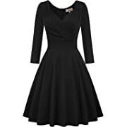 Photo 1 of Black 3/4 Sleeve Dress Knee Length A-Line Swing Wrap Dress Size XL