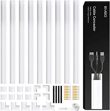 Photo 1 of 153” Cord Hider - Cord Cover Wall - Paintable Cable Concealer, Wire hiders for TV on Wall - Cable Management Cord Hider Wall Including Connectors & Adhesive Cable Raceway - Cord Management White
