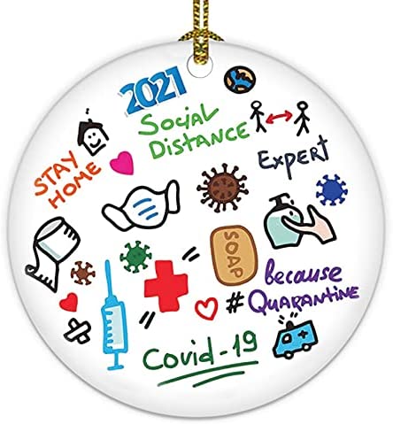 Photo 1 of 2022 Happy New Years Ornaments Double Sided Ceramic 2022 Christmas Ornament Memorial Ornaments Home Decor Gifts