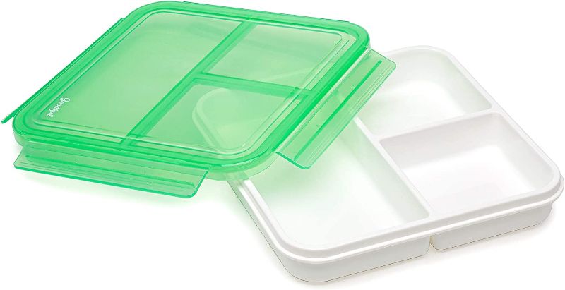 Photo 1 of  Reusable Lunch Container with 3 Compartments, BPA-Free, Leak-Proof Lid, Easy to Open and Close, Microwave Safe, Dishwasher Safe