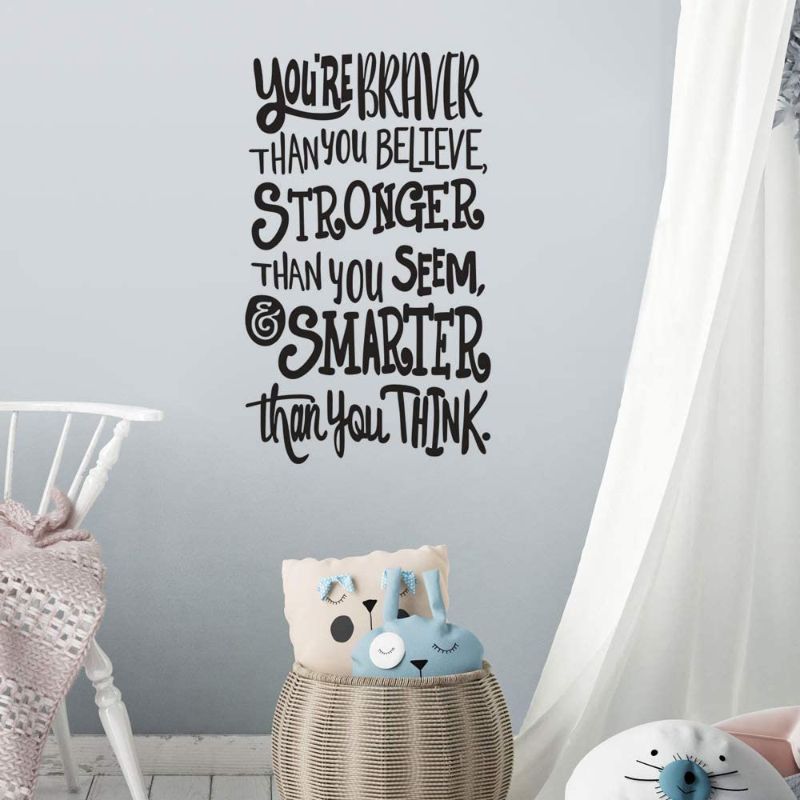 Photo 1 of  You are Braver Than You Believe Wall Decal Quotes Inspirational Wall Decor Nursery Vinyl Girls Bedroom Sticker