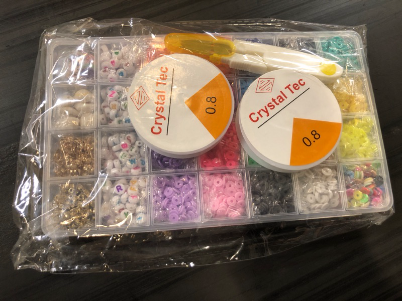 Photo 1 of Clay Beads Kit for Bracelets Making,4438 Pcs Flat Polymer 6mm Round Heishi Beads for Jewelry Necklace Earring DIY Crafts Gifts-20 Colors
