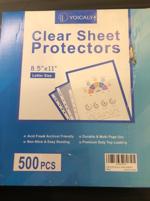 Photo 2 of 500 Pcs Clear Sheet Protectors for 3 Ring Binder, Page Protectors 8.5 x 11, Top Loading Document Protectors, Plastic Sleeves for Binders for Multiple Photos or Printing Paper.
