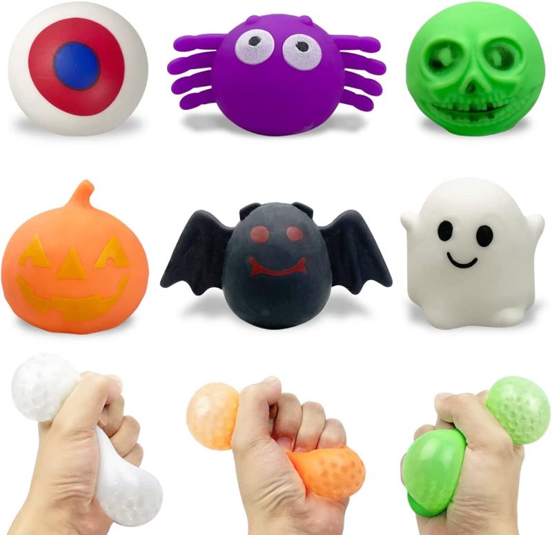 Photo 1 of  6 Pack Halloween Squeeze Balls with Water Beads Big Stress Relief Toys for Kids Boys Girls Halloween Party Favors Halloween Treat Bags Gifts