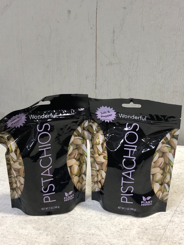 Photo 2 of 2CT - Wonderful Pistachios, Salt and Pepper Flavored Nuts, 7 Ounce Resealable Pouch - EXP: JAN 04, 2023