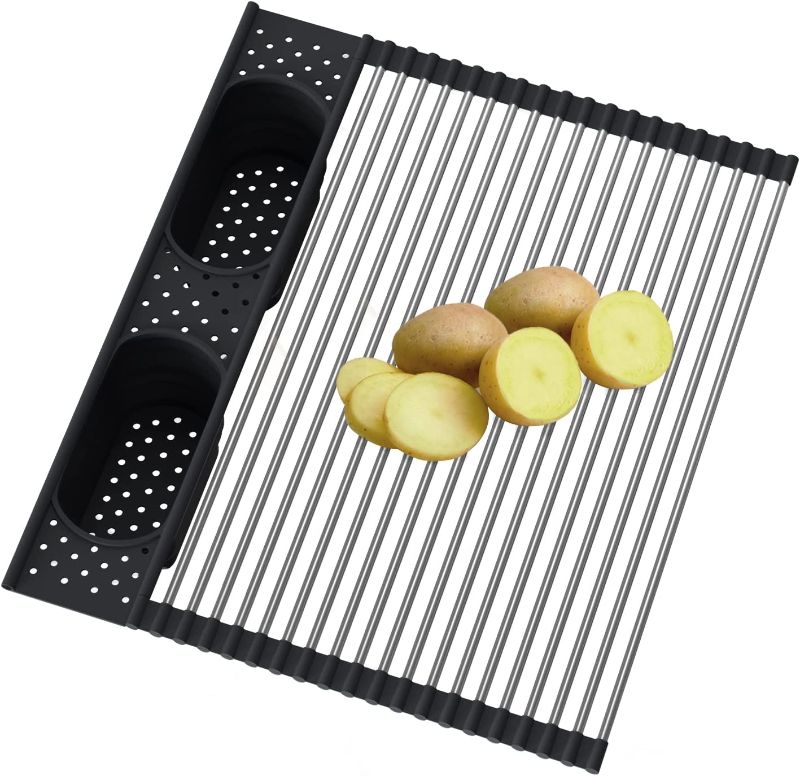 Photo 1 of AIANDE Roll Up Dish Drying Rack Sink Drying Rack Over The Sink Dish Drying Rack Sink Topper Foldable Sink Cover Collapsible Dish Drying Rack for Kitchen Anti-Slip Silicone and SUS304 Material
