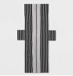 Photo 1 of 29 x 80 Pocket Lounge Striped Chair Towel Black/White
