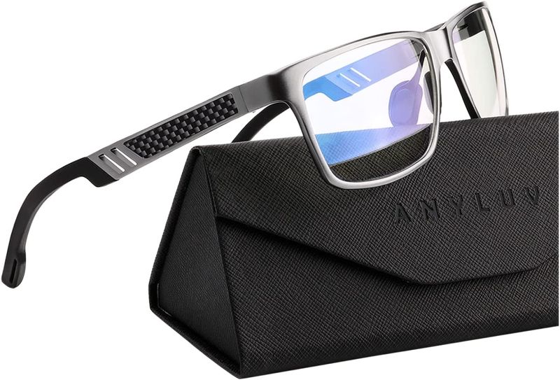 Photo 1 of ANYLUV Blue Light Blocking Glasses Men Computer Gaming Blue Screen Glasses Mens Blue Light Blocker Glasses Rectangle Metal frame UV400 Clear Lens-
