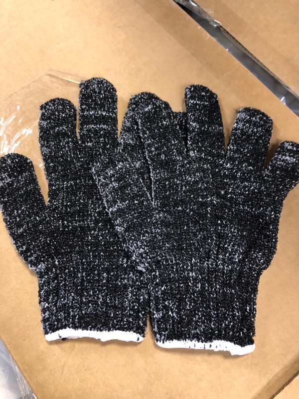 Photo 2 of 4 Pairs Exfoliating Gloves Body Scrubber, Black Scrub Wash Mitt for Bath or Shower,Deep Cleaning Acne and Dead Skin Removal.