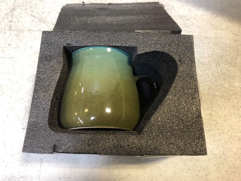Photo 2 of 18 oz Handmade Mixed Glaze Potbelly Ceramic Large Coffee Mug For Women/Men,Ceramic Mug For Coffee,Tea,Water,Cereal,Olive
