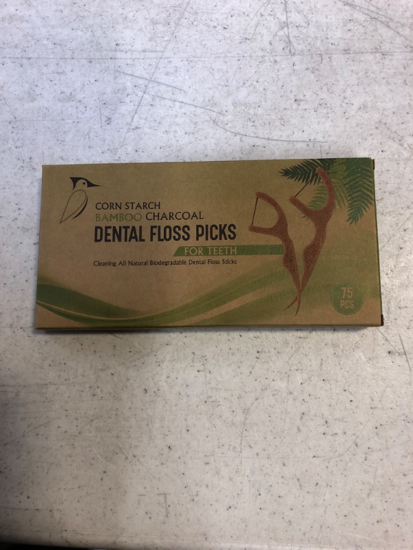 Photo 2 of Beautiful Mind Eco Friendly Dental Floss Picks for Teeth Cleaning – All Natural Biodegradable Dental Floss Sticks – Strong Bamboo Charcoal Floss Thread with Corn Starch Handle – Pack of 75 pcs