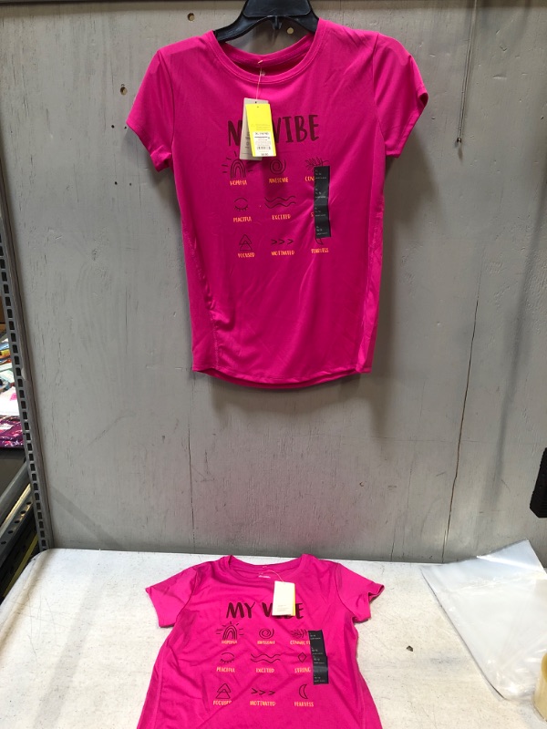 Photo 2 of Girls' Short Sleeve 'My Vibe' Graphic T-Shirt - All in Motion Pink SIZE L AND XL
