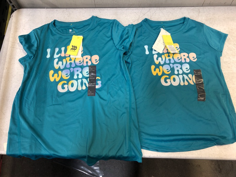 Photo 2 of Girls' Short Sleeve 'I Like Where We're Going' Graphic T-Shirt - All in Motion T
2 PAIRS, SIZE M AND XL