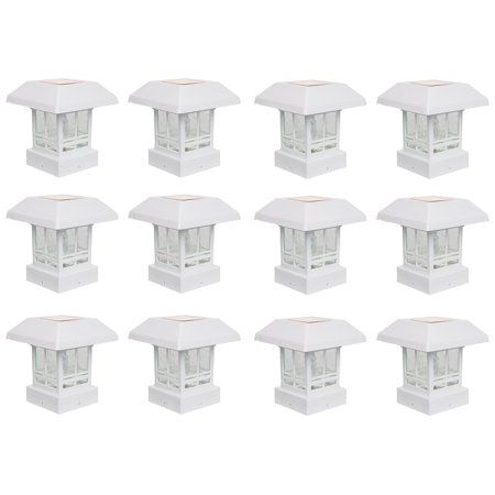 Photo 1 of GreenLighting 12Pack Trophy 15 Lumen Solar Powered LED Post Cap Light for 4x4 or 5x5 Posts (White)
