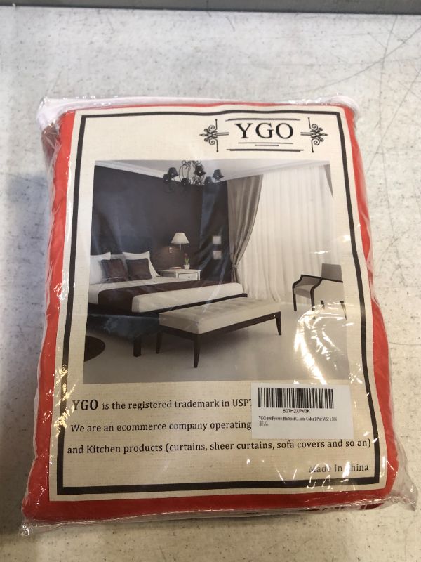 Photo 2 of YGO 100 Percent Blackout Curtains Thermal Noise Reduction and Privacy Curtains for Patio Door Black Lined Blackout Drapes with Grommet Top Coral Color 1 Pair W52 x L84 52" x 84" Coral