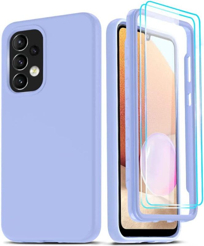 Photo 1 of LeYi for Samsung A33 5G Case, Samsung Galaxy A33 5G Case with [2 x Tempered Glass Screen Protector], Full-Body Shockproof Soft Liquid Silicone Protective Phone Cover Case for Samsung A33, Violet
