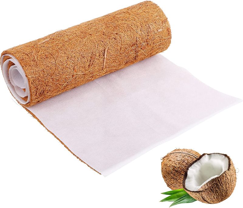 Photo 1 of 40×12 Inch Coconut Liners Coconut Coir Fiber Lining for Outdoor Plants with 40×12 Inch Non-Woven Fabric Liner for Planter Hanging Basket Flowers Vegetable Plant Gardening Accessories
