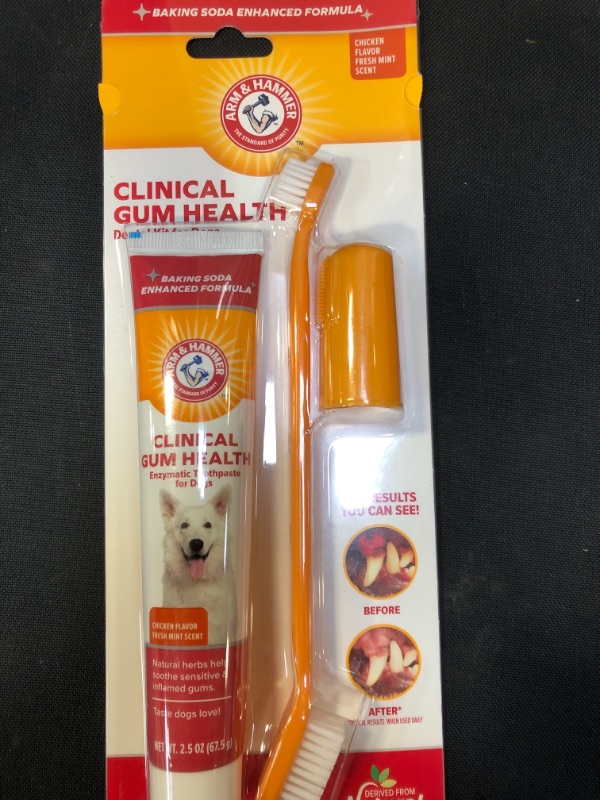 Photo 1 of Arm & Hammer for Pets Tartar Control Kit for Dogs | Contains Toothpaste, Toothbrush & Fingerbrush | Reduces Plaque & Tartar Buildup | Safe for Puppies, 3-Piece Kit