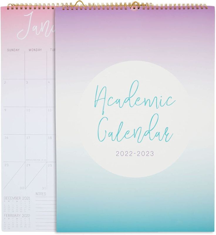 Photo 1 of 18-Month Academic Calendar for Wall 2022-2023 Ombre Hanging Planner (12x17 In)
