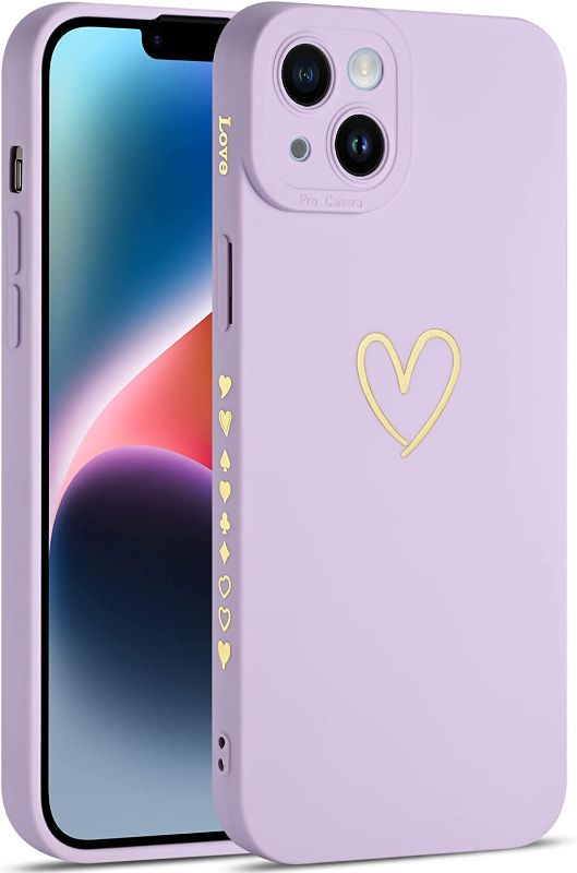 Photo 1 of 2 COUNT MANLENO Compatible with iPhone 14 Plus Case for Women Luxury Heart Design Phone Case Soft TPU Silicone Shockproof Protective Case for iPhone 14 Plus 6.7" (Purple)
