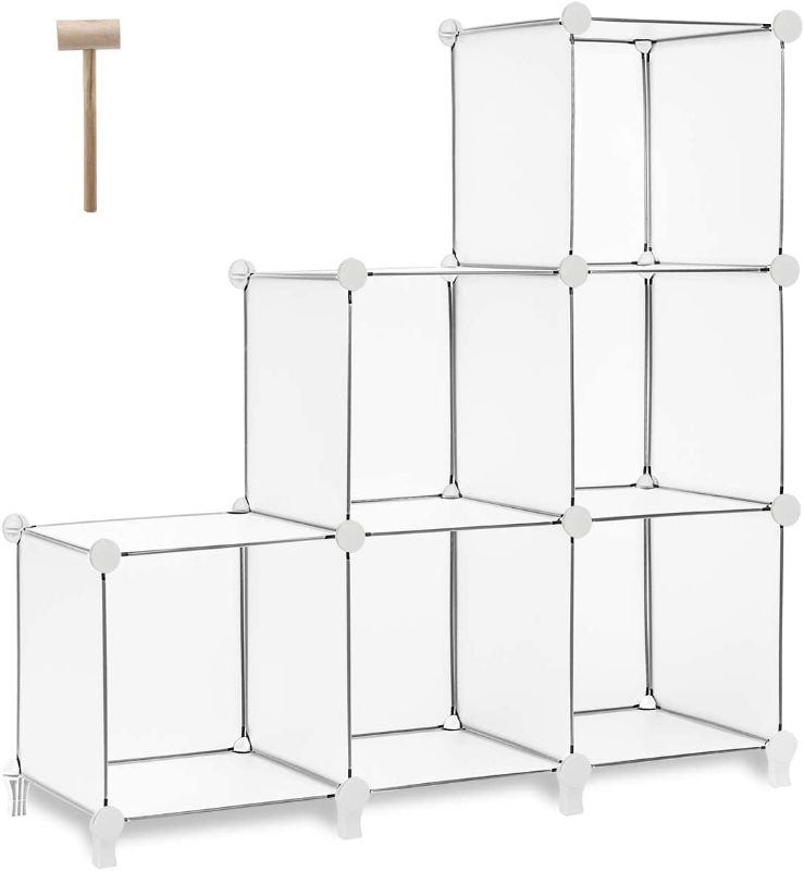 Photo 1 of TomCare Cube Storage 6-Cube Bookshelf Closet Organizer Storage Shelves Shelf Cubes Organizer Plastic Square Book Shelf Bookcase DIY Closet Cabinet Organizer Shelving for Home Office Bedroom, SILVER
