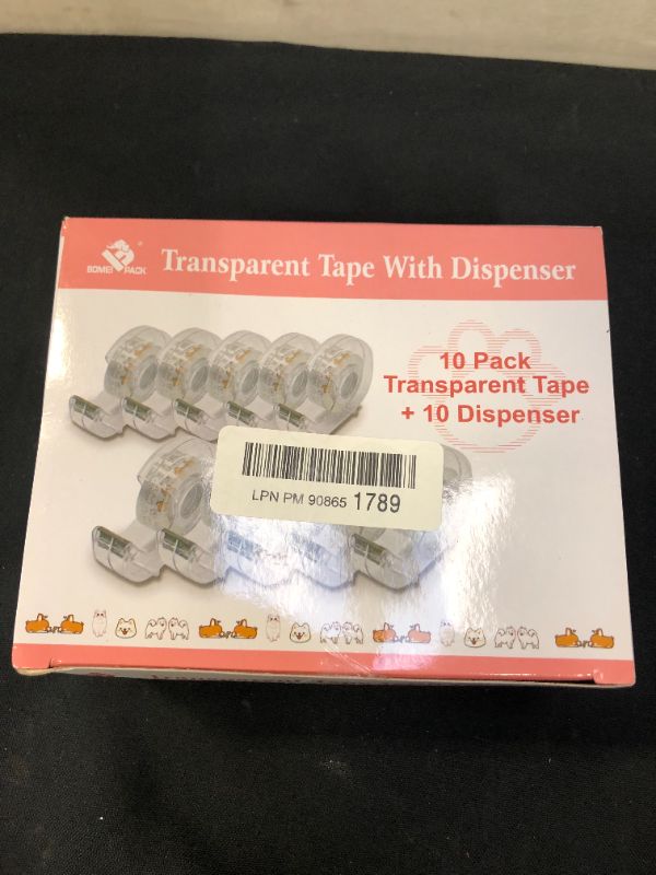 Photo 2 of BOMEI PACK Transparent Tape with Dispenser, 10PACK Office Tape Refill Rolls in Dispenser for Gift Wrapping School and Home, 3/4in x 1000in

