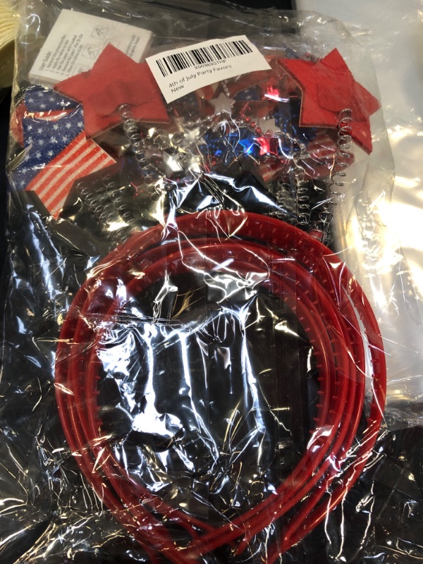 Photo 2 of 44PCS 4th of July Accessories Party Favors, July 4th Patriotic Accessories?6 Necklaces + 6 Headbands + 32 Tattoo Stickers?Fourth of July Independence Day Party Supplies - Red White and Blue