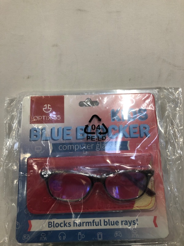 Photo 2 of Blue Light Blocking Glasses Girls & Boys | Anti Eyestrain Blue Light Glasses Kids Computer Gaming Glasses (Ages 3-10) | Flexible Grey Square Frames with Red Temples Video Phone Screen Eyeglasses