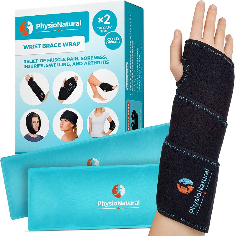 Photo 1 of Wrist Ice Pack Wrap - Cold Therapy for Instant Pain Relief and Treatment of Carpal Tunnel, Tendonitis, Injuries, Swelling, Rheumatoid Arthritis, Sprains - Hand Support Brace with Reusable Gel Packs
