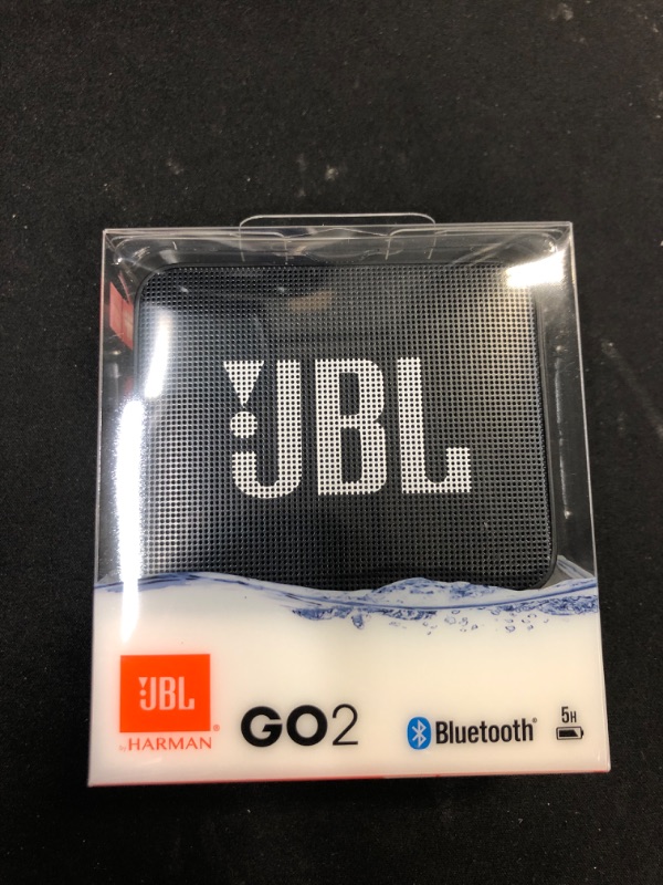 Photo 2 of JBL GO2 - Waterproof Ultra-Portable Bluetooth Speaker - Black & Go 3: Portable Speaker with Bluetooth, Builtin Battery, Waterproof and Dustproof Feature Blue JBLGO3BLUAM Black Speaker + Portable Speaker