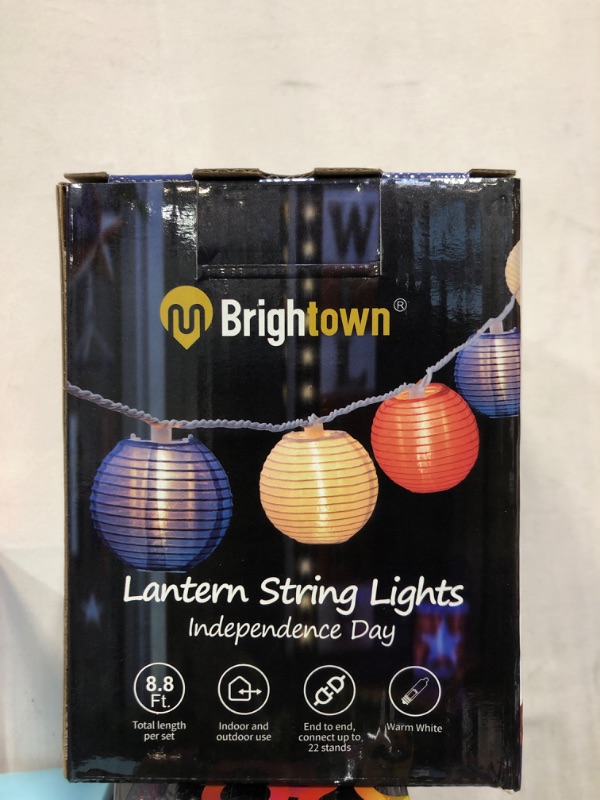 Photo 2 of 4th of July Lights - Minetom Lantern String Lights, 6.7 Feet 10 Waterproof Nylon Lantern Hanging Globe Light, Plug in Connectable Decorative Lights for Independence Day Garden Fourth of July Decor