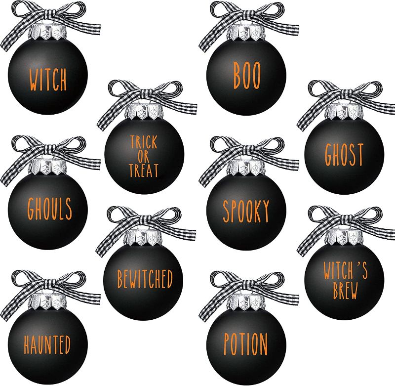 Photo 1 of 10 Pcs Halloween Hanging Balls Halloween Ornaments Ghost Boo Witch Trick or Treat Halloween Wreath Ornaments Halloween Decorations Halloween Tree Ornaments Halloween Ball Ornament Party Decoration