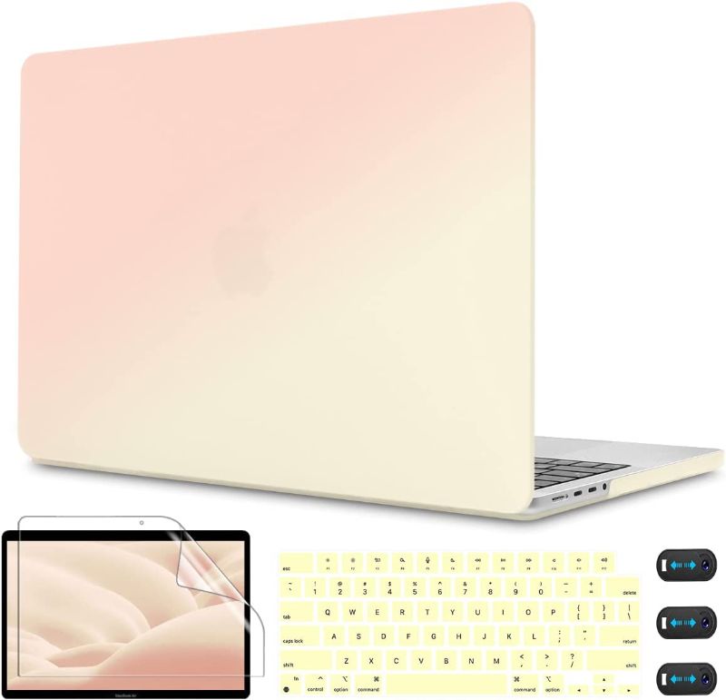 Photo 1 of CISSOOK Pink Case for MacBook Pro 14 Inch Case 2021 2022 Release Model A2242 M1 Pro/Max with Touch ID, Plastic Hard Shell Case with Keyboard Cover Screen Protector for 2021 Pro 14", Gradient Baby Pink