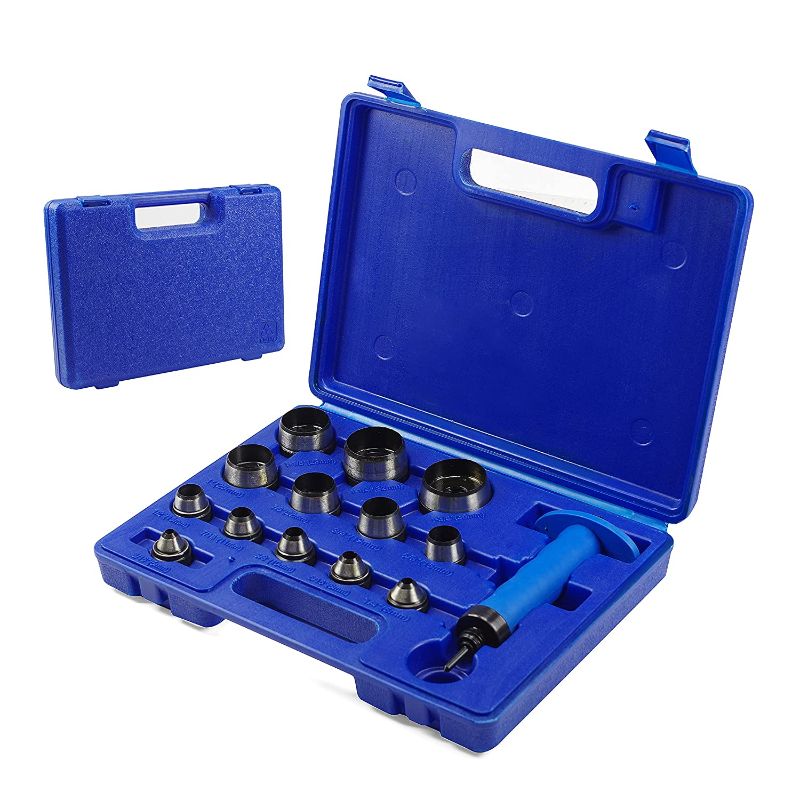 Photo 1 of 14 pcs Hollow Punch Kit, Sharp Hollow Hole Punch Set Interchangeable Pin Point Leather Copper Gasket Holes for Plastic Rubber Leather Cutting w/Storage Case?5-35mm?

