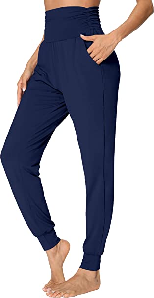 Photo 1 of fitglam Women's Comfy Harem Pants High Waisted Tummy Control Lounge Joggers with Pockets Small 
