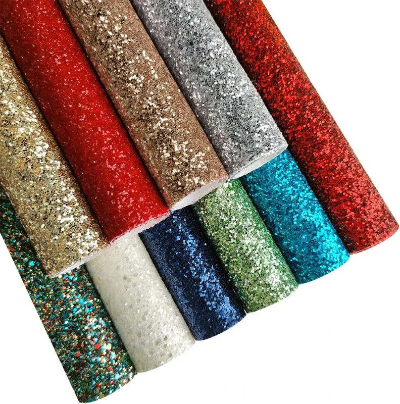 Photo 1 of 10 Pcs Chunky Glitter Sequins Fabric Sheets for Bows Earrings Making,Thick Faux Leather for DIY Crafts Canvas Backed A4 Size 21cmx30cm